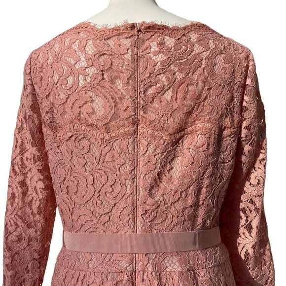 Tadashi Shoji blush Evening Dress Gown Cocktail Wedding Lace Lined Pink Size 12 - Picture 7 of 14